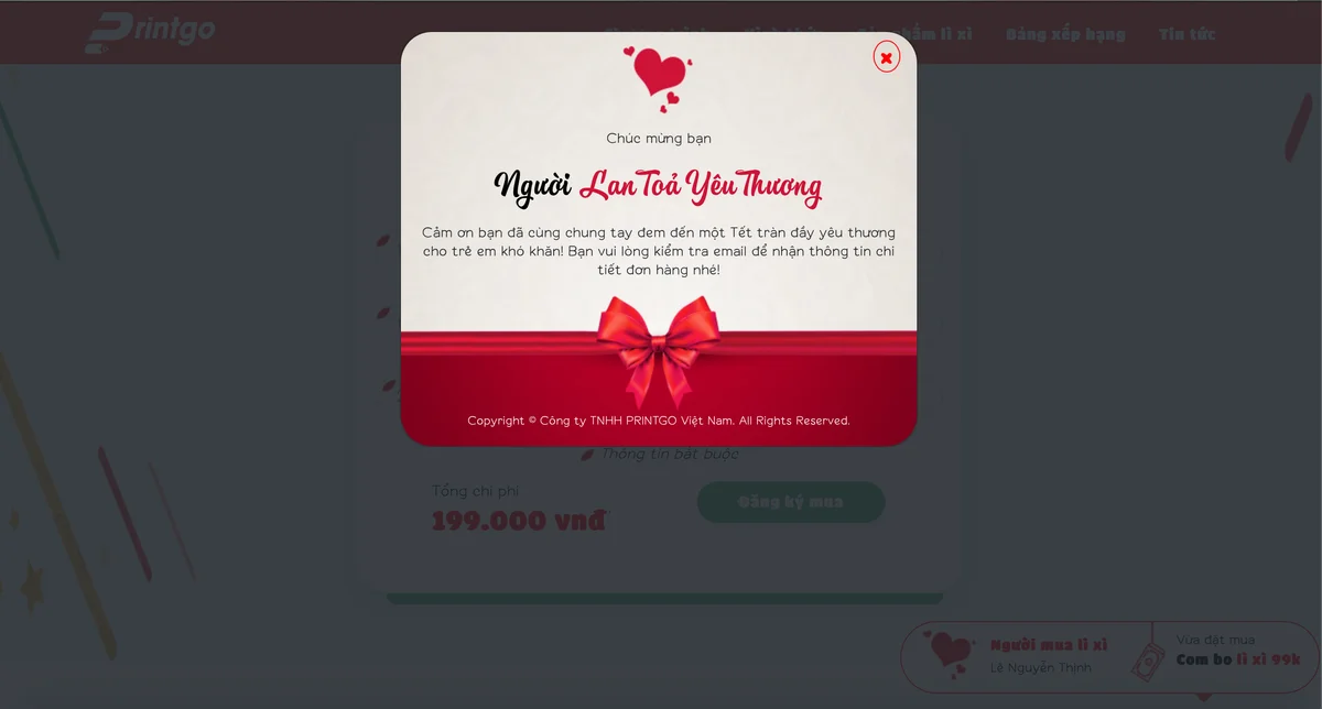 Hướng dẫn đặt hàng và đóng góp cho chương trình Lì xì Yêu thương