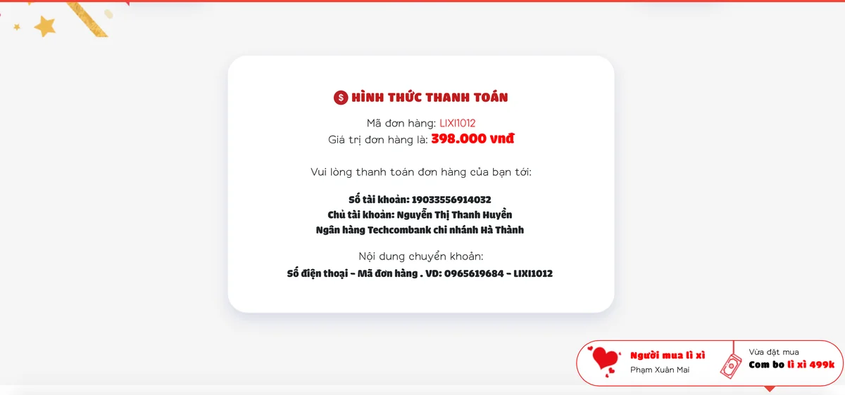 Hướng dẫn đặt hàng và đóng góp cho chương trình Lì xì yêu thương