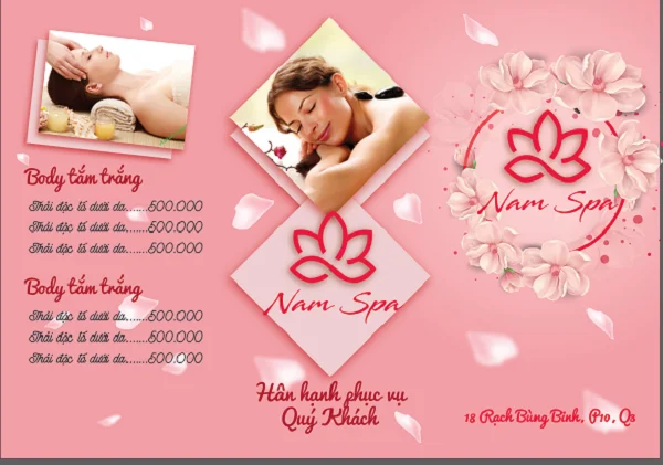 Dịch vụ thiết kế menu Spa chuyên nghiệp, uy tín, chất lượng