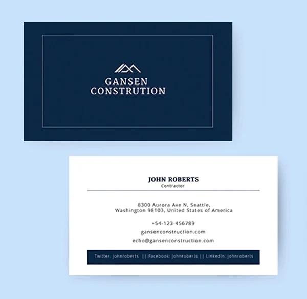 Collection Of Modern Business Card Designs For Construction Industry