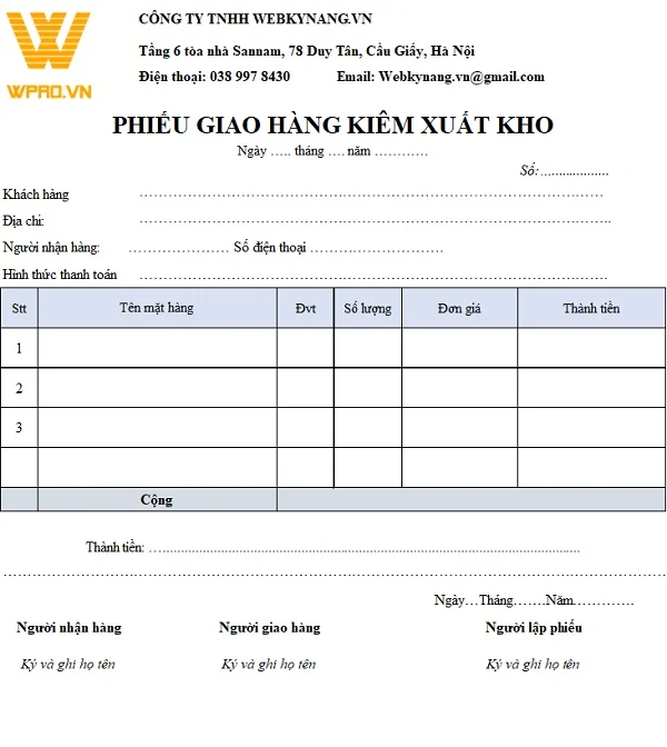 Địa chỉ in phiếu xuất kho, phiếu giao hàng nhanh chóng, thuận tiện trên toàn quốc