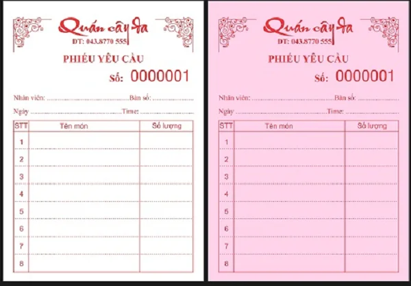 Tổng hợp các mẫu order, bill nhà hàng sử dụng nhiều nhất hiện nay