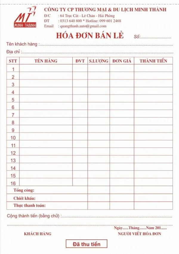 Tham khảo một số mẫu hóa đơn bán lẻ chuyên nghiệp, độc đáo