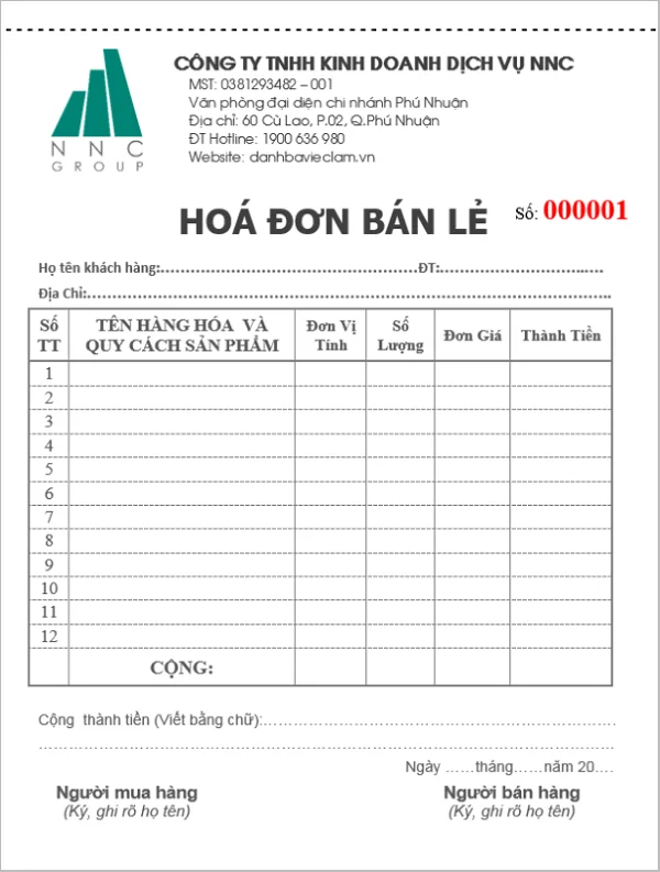 Tham khảo một số mẫu hóa đơn bán lẻ chuyên nghiệp, độc đáo