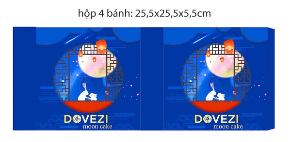 Review mẫu hộp bánh trung thu Trao tình với logo ép kim của Dovezi Coffee