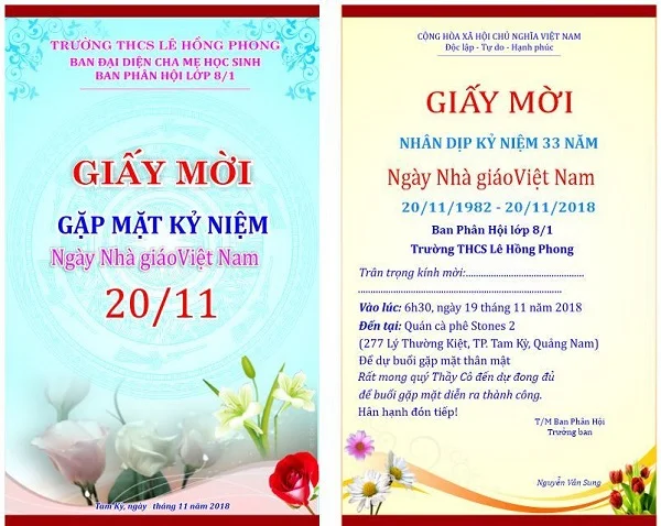 Những mẫu thiệp mời họp lớp đẹp, độc đáo, chất lượng