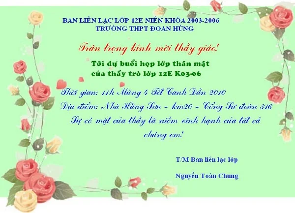 Những mẫu thiệp mời họp lớp đẹp, độc đáo, chất lượng