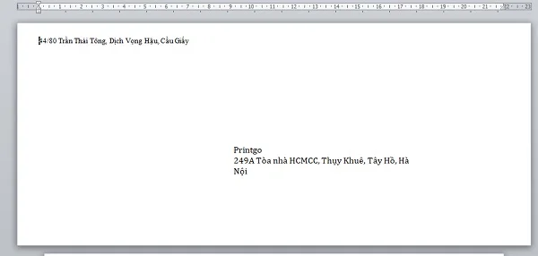 Các bước tạo file thiết kế phong bì thư bằng word