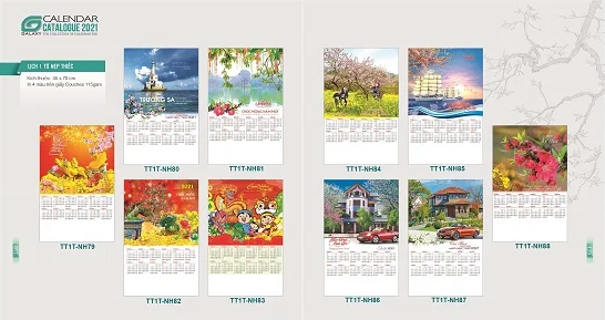 Kích thước lịch treo tường phổ biến hiện nay