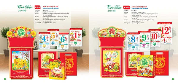 Mẫu lịch bloc đại đặc đặc biệt