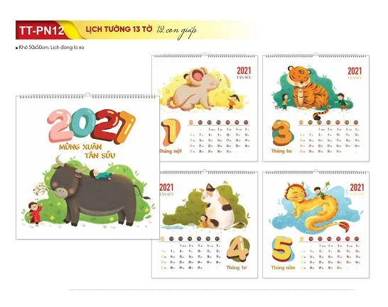 Mẫu lịch Tết Tân Sửu 2021