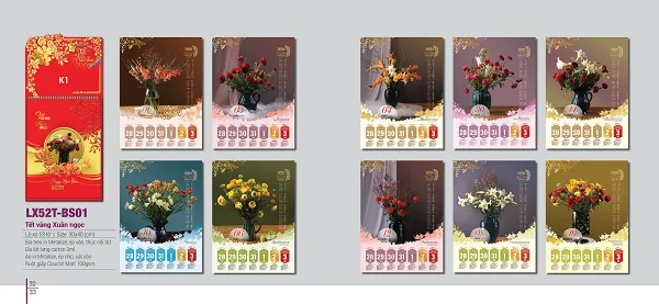 Những mẫu lịch bloc siêu cực đại Tân Sửu đẹp, độc đáo nhất hiện nay