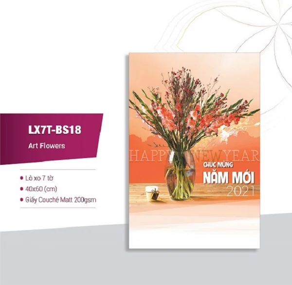 Thiết kế lịch treo tường Art Flowers