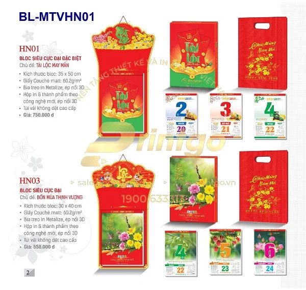 Bộ sưu tập mẫu lịch tết chủ đề Thịnh vượng sáng tạo và độc đáo