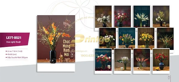 Khám phá kho mẫu lịch tết chủ đề Sắc hoa đẹp nhất dịp tết 2021