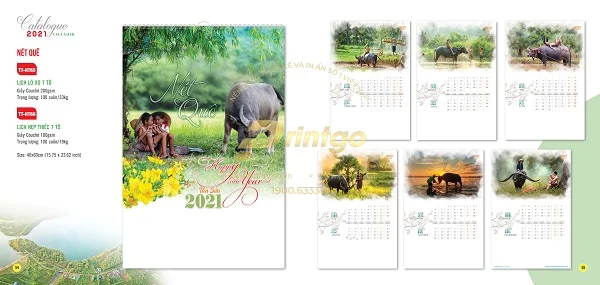 Kho mẫu lịch tết Bức tranh quê thân thương và ý nghĩa