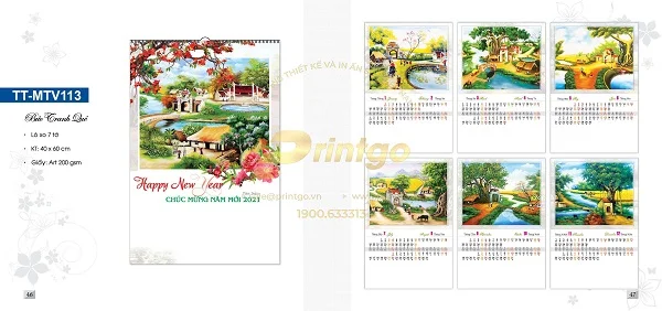 Kho mẫu lịch tết Bức tranh quê thân thương và ý nghĩa