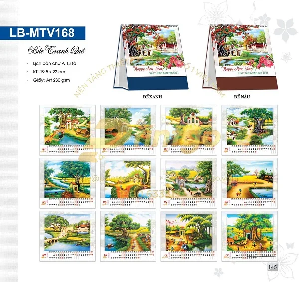 Kho mẫu lịch tết Bức tranh quê thân thương và ý nghĩa