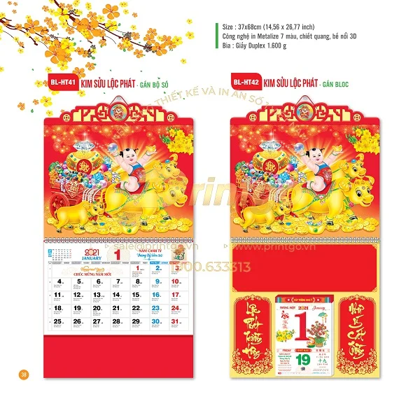 Top 20+ mẫu lịch tết Tân Sửu phát tài độc đáo và ấn tượng