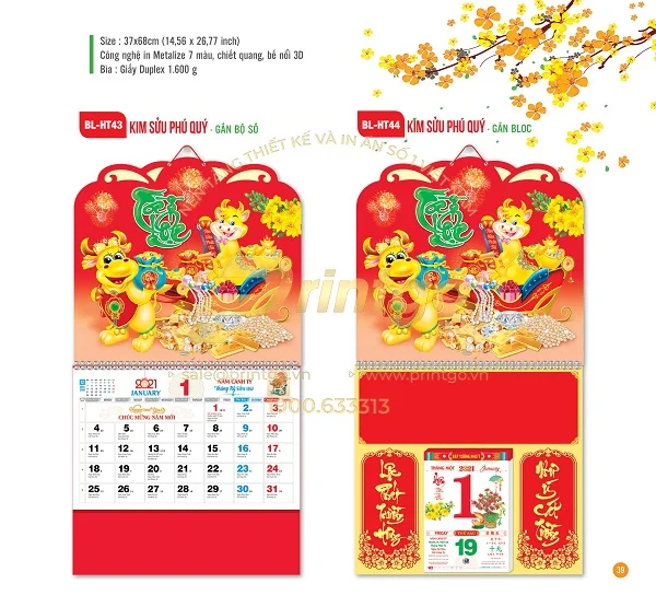 Top 20+ mẫu lịch tết Tân Sửu phát tài độc đáo và ấn tượng