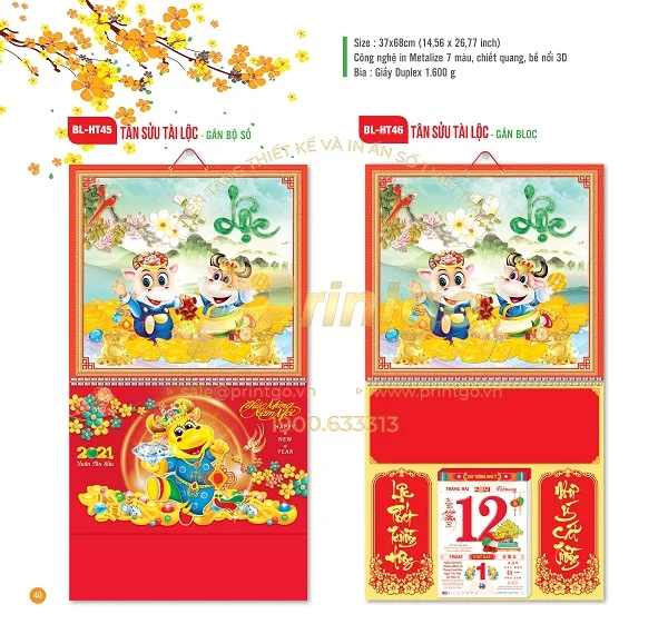Top 20+ mẫu lịch tết Tân Sửu phát tài độc đáo và ấn tượng