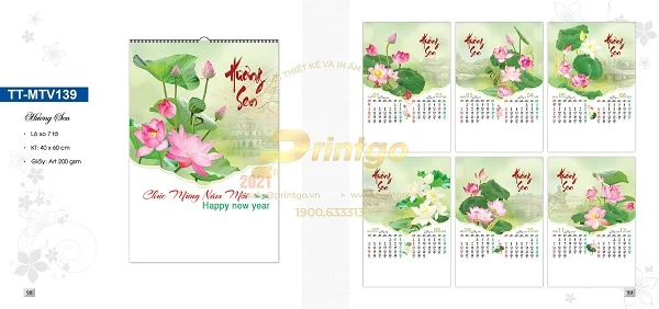 Những mẫu lịch tết Sen Việt ấn tượng nhất cho dịp tết Tân Sửu 2021