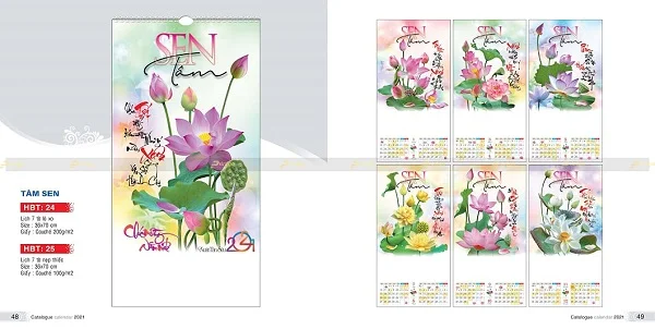 Những mẫu lịch tết Sen Việt ấn tượng nhất cho dịp tết Tân Sửu 2021