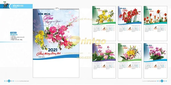 Tổng hợp các mẫu lịch tết Bốn mùa khoe sắc ấn tượng nhất 