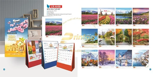 Tổng hợp các mẫu lịch tết Bốn mùa khoe sắc ấn tượng nhất 