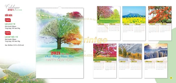 Tổng hợp các mẫu lịch tết Bốn mùa khoe sắc ấn tượng nhất 