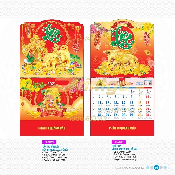 Tổng hợp các mẫu lịch tết Tài lộc được ưa chuộng nhất hiện nay