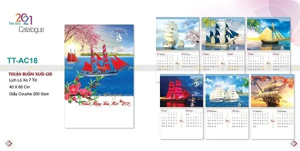 Tổng hợp những mẫu lịch tết Thuận buồm xuôi gió 
