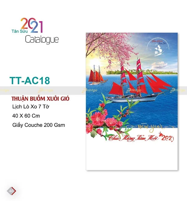 Tổng hợp những mẫu lịch tết Thuận buồm xuôi gió 