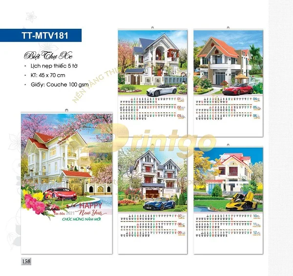 Top 20+ mẫu lịch tết Biệt thự xe hot nhất dịp tết Tân Sửu