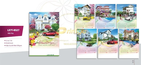 Top 20+ mẫu lịch tết Biệt thự xe hot nhất dịp tết Tân Sửu
