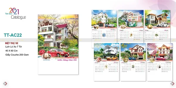 Top 20+ mẫu lịch tết Biệt thự xe hot nhất dịp tết Tân Sửu