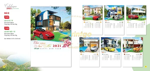 Top 20+ mẫu lịch tết Biệt thự xe hot nhất dịp tết Tân Sửu