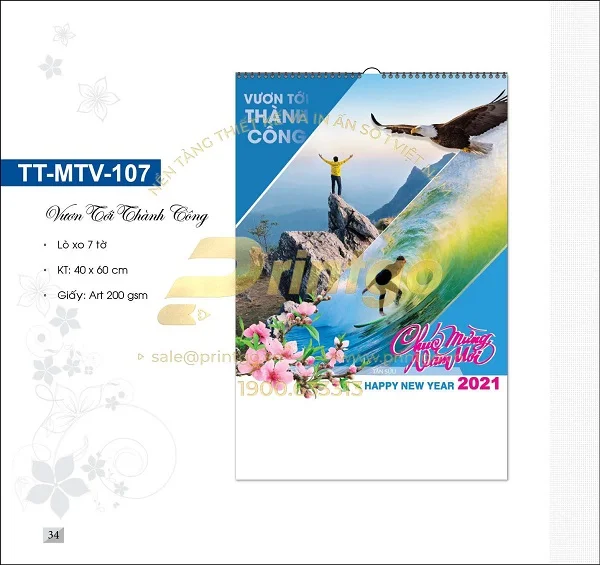 Trọn bộ mẫu lịch tết chủ đề Thành công 