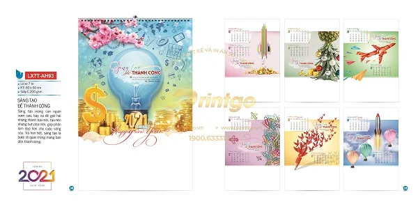 Trọn bộ mẫu lịch tết chủ đề Thành công 