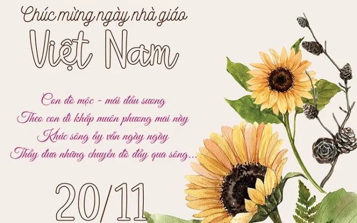 Thiết kế thiệp 20/11 lấy cảm hứng từ hoa hướng dương vẽ tay