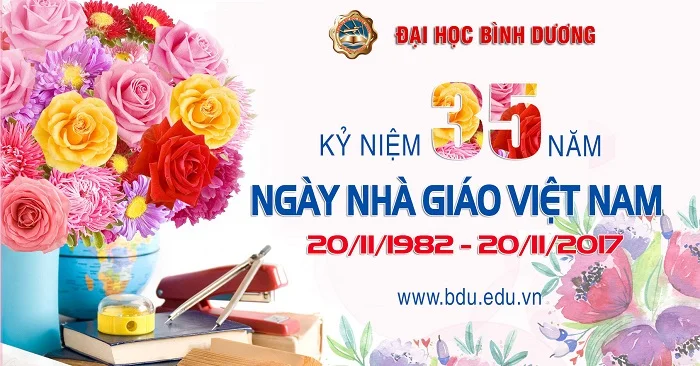 Backdrop 20/11 ấn tượng của Đại học Bình Dương