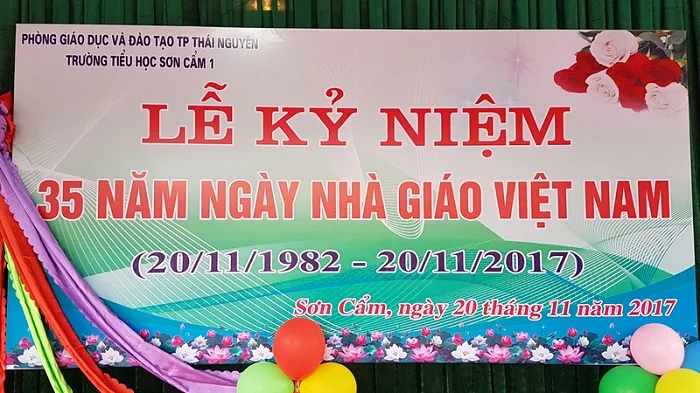 Ví dụ về mẫu backgroud ngày 20/11 tại trường Tiểu học của tỉnh Thái Nguyên