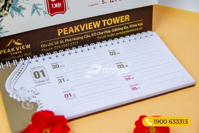 Pintgo x Peakview Tower: In ấn lịch để bàn cao cấp và sang trọng