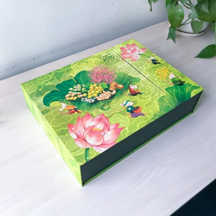 Khám phá mẫu hộp quà Tết Bonheur mở nắp đôi độc lạ
