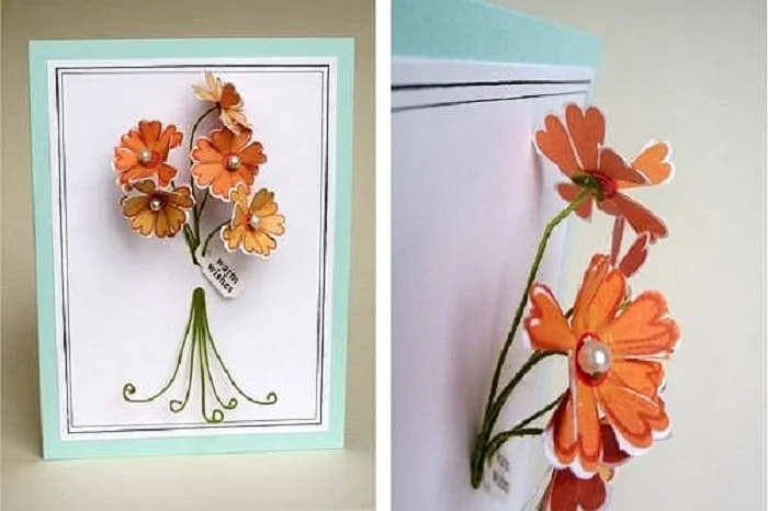 Mẫu thiệp handmade 3D hình hoa