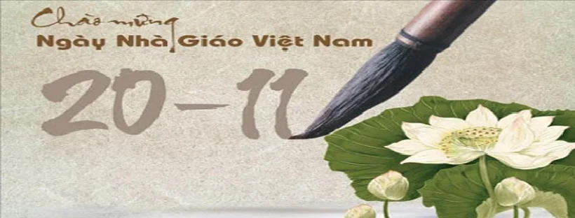 Mẫu ảnh bìa đẹp với hình ảnh hoa sen và bút thư pháp