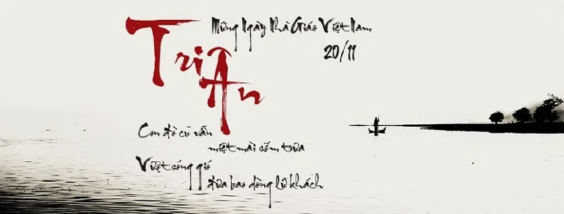 Hai mẫu ảnh bìa 20/11 theo phong cách chữ thư pháp