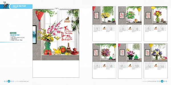 Tham khảo các mẫu lịch tết thư pháp đẹp và ý nghĩa năm Tân Sửu