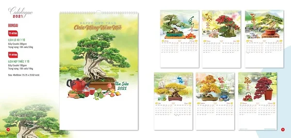 Tổng hợp các mẫu lịch tết bonsai cây cảnh mới nhất 2021
