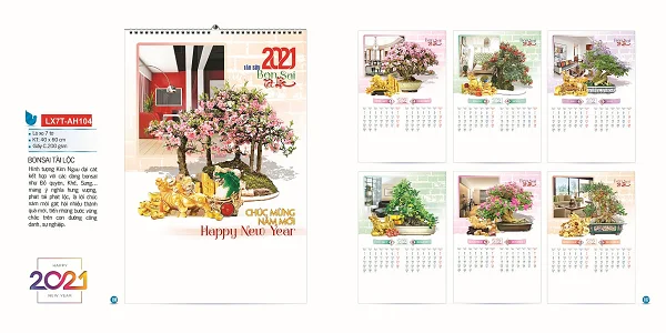 Tổng hợp các mẫu lịch tết bonsai cây cảnh mới nhất 2021